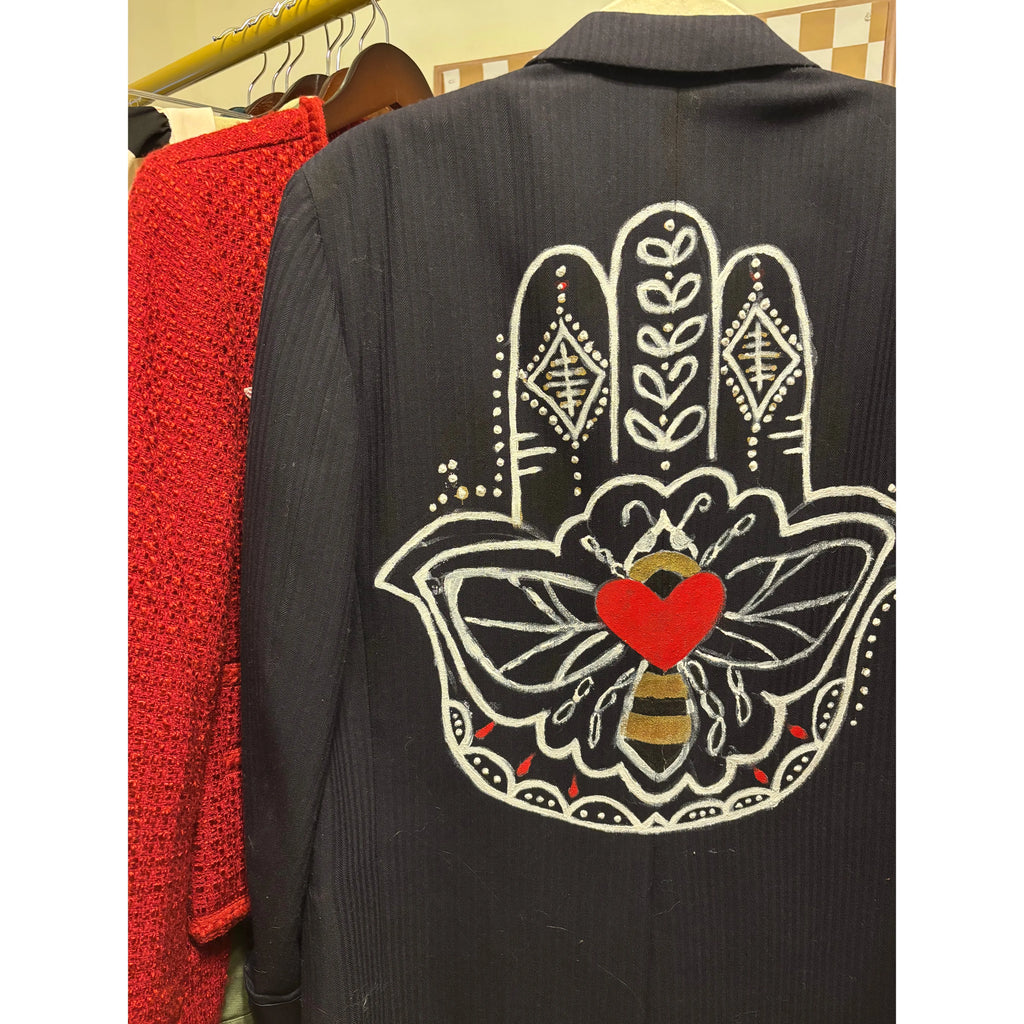 Nicki Blazer with Hamsa and Loving Bee- redesigned and upcycled
