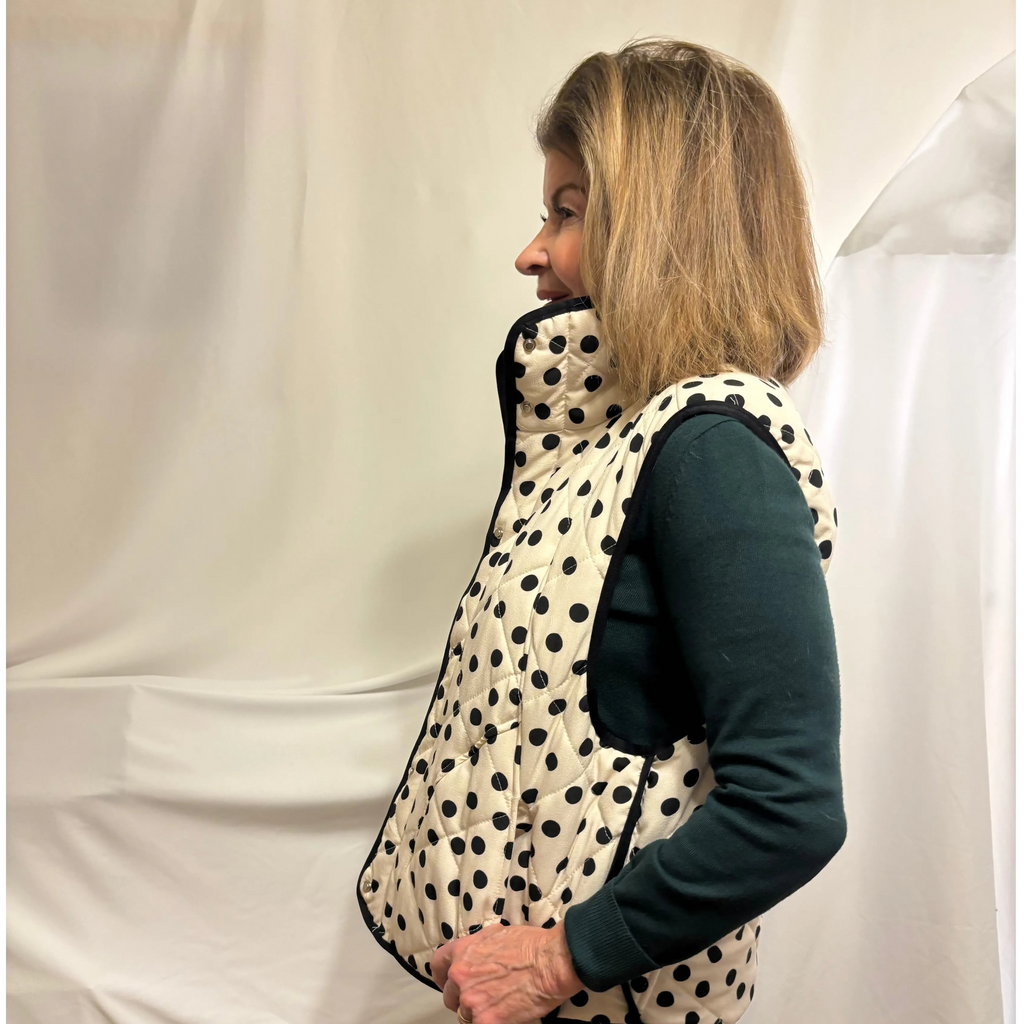 Michelle Polka Dot Lightweight Quilted Vest